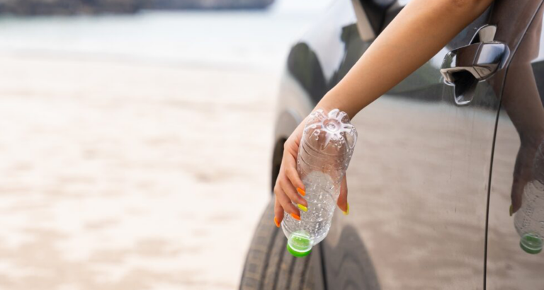 If you see a plastic bottle on your tire, be very careful