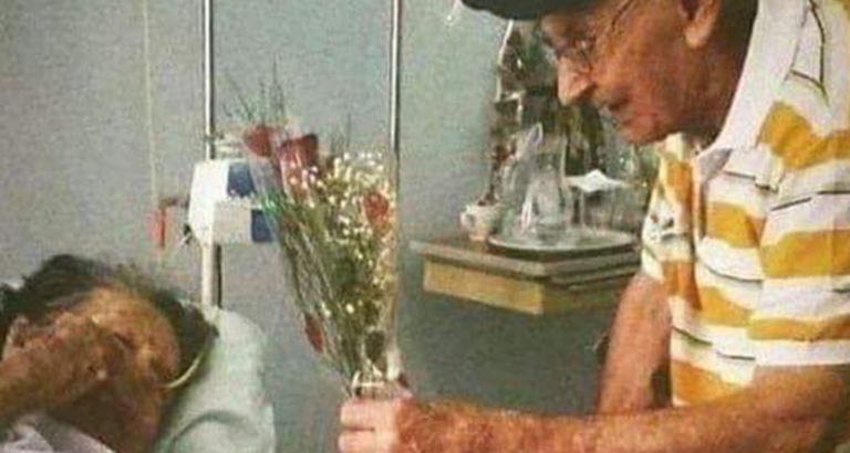 80-year-old man brings his wife breakfast in the nursing home every morning
