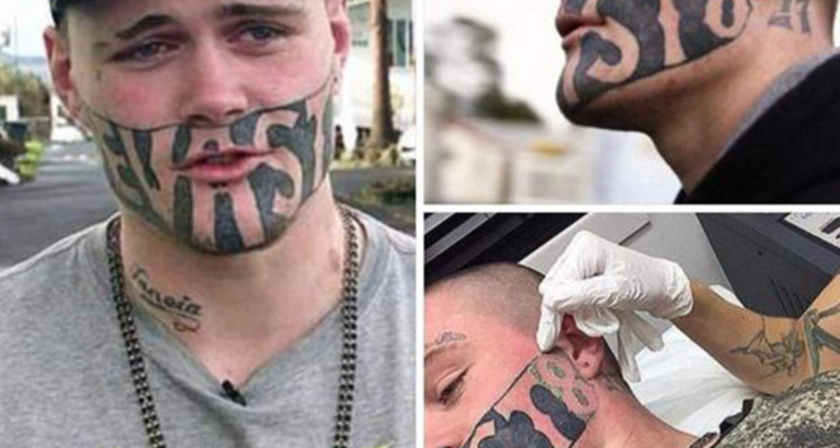 Unemployed dad with disturbing face tattoo begs for job on Facebook after searching for months