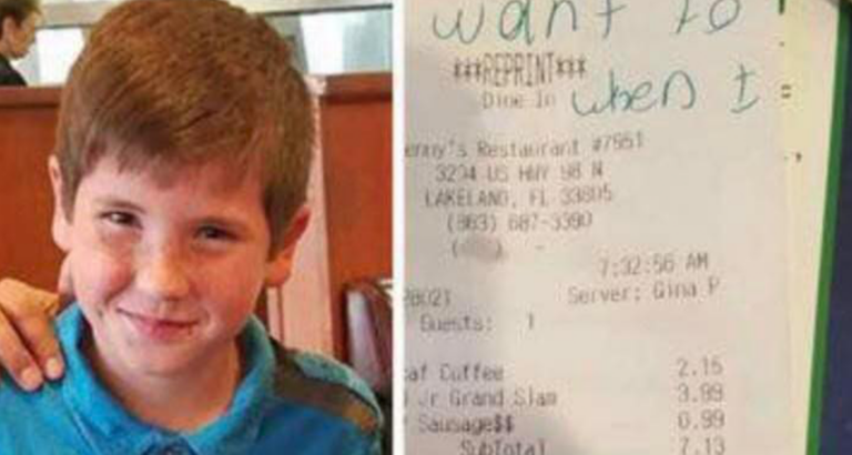 Young boy comes across a cop and slips him a note – He reads it quickly jumping up from his seat