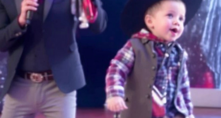 The two-year-old child came on stage and surprised everyone with his performance