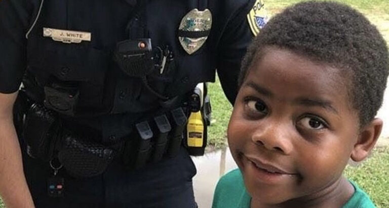 A child dials 911 seeking assistance from police officer.