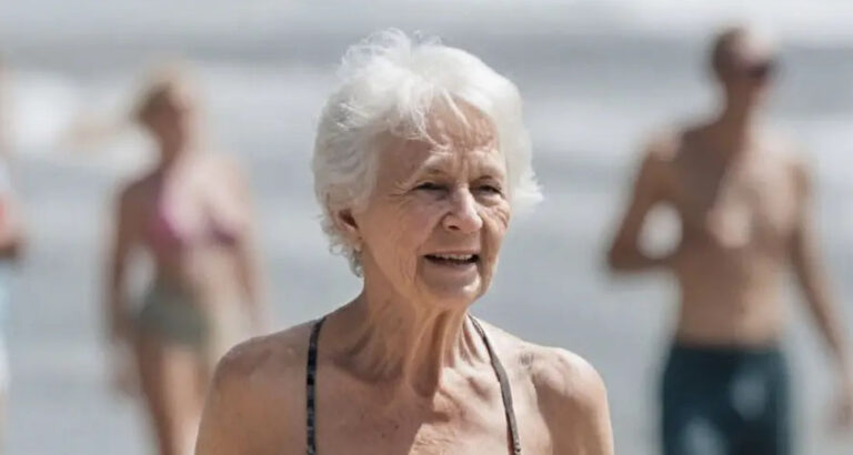 Isn’t she too old to be wearing that? Shouldn’t women at her age choose more modest swimwear?