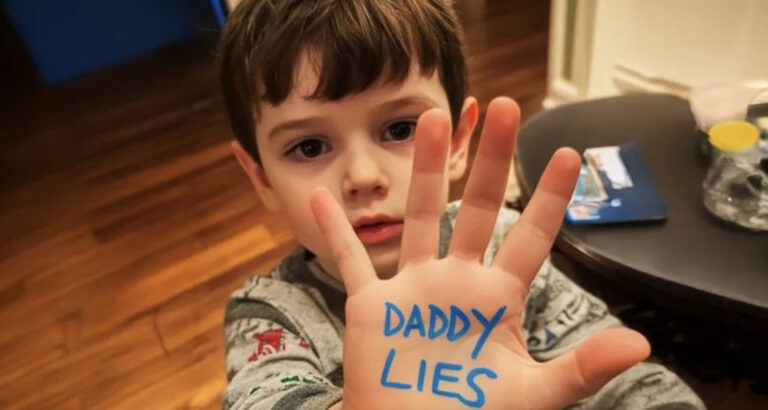 My nonverbal son revealed my husband’s secret by writing “Dad lies!” on his palm to warn me.