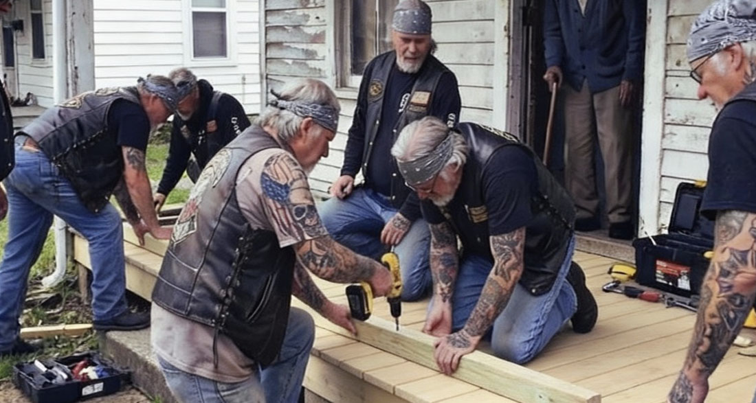 I Watched Bikers Rebuild My Elderly Neighbors Porch After His Family Walked Away